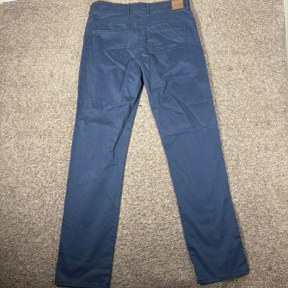 Peter Millar Mens 34x34 Navy Blue 5-Pocket Sateen Straight Leg Pants MS15B93